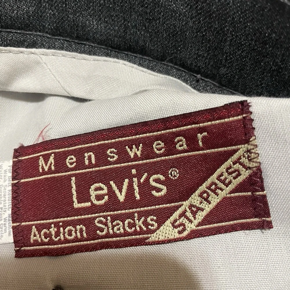 Vintage Levis Action Slacks Pants Mens Gray Pleated Dress Pants Size 38 X‎ 30